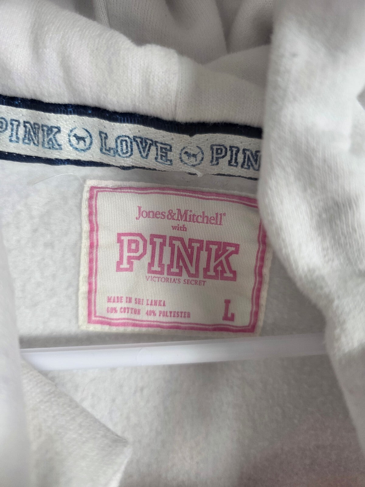 PINK Victoria's Secret Jones & Mitchell LSU Tigers Zip Hoodie White Large