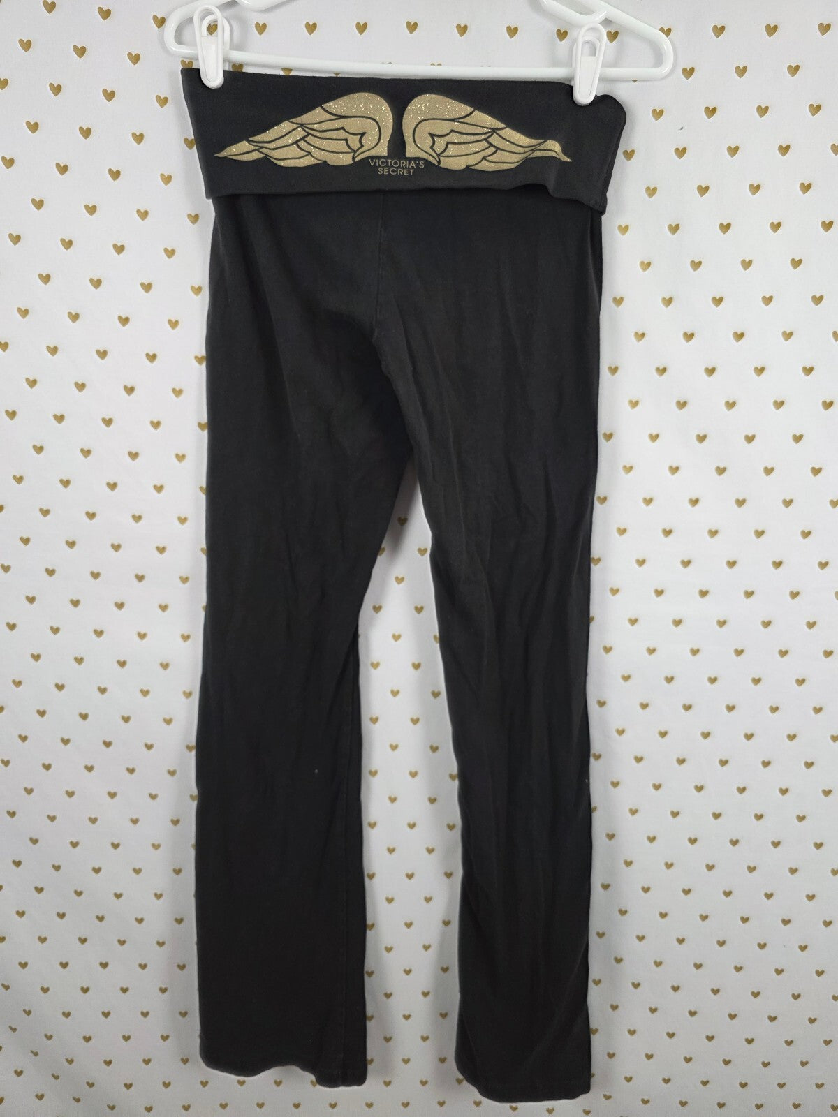 Victorias Secret Angels Gold Bling Wings Foldover Yoga Pants Small regular