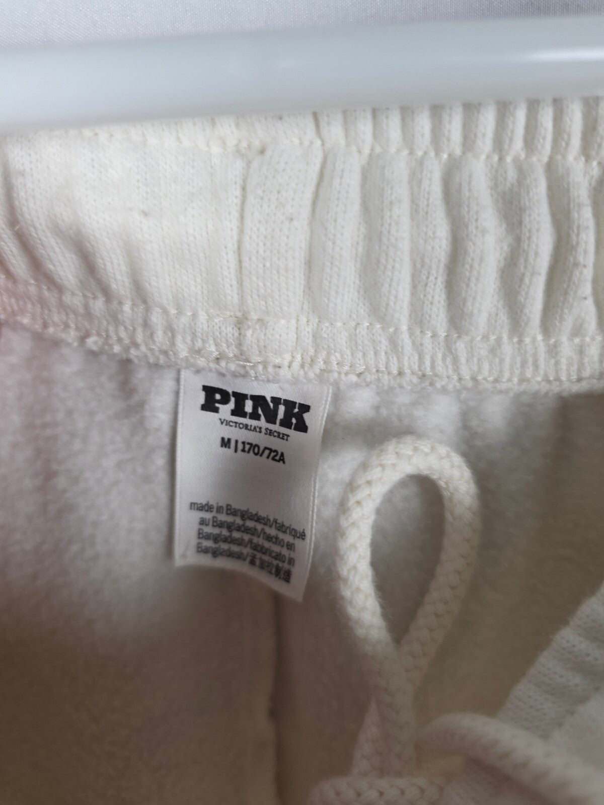 Victorias Secret PINK Flannel Logo Campus sweats sweatpants MEDIUM White