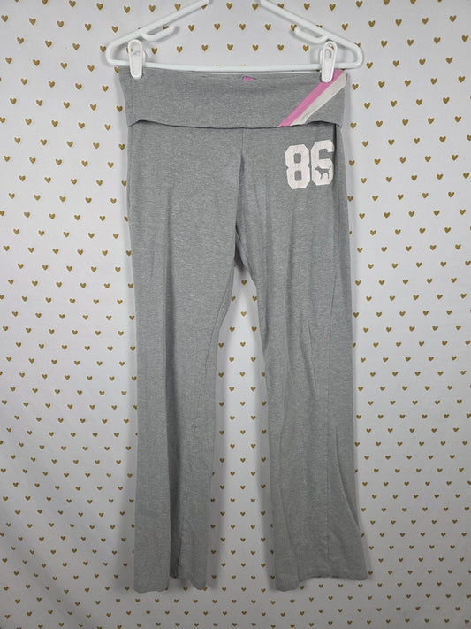 Victoria's Secret PINK 86 Foldover Flare Yoga Pants XS Gray Booty Spellout