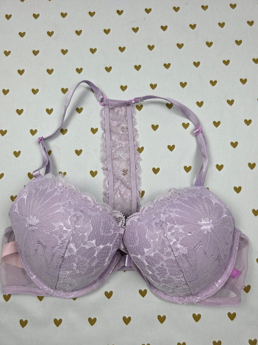 Victorias Secret Front Close Racerback Purple Push Up Bra 34C