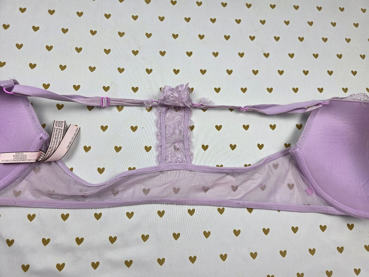 Victorias Secret Purple Front Close Racerback Bra Push Up 38C
