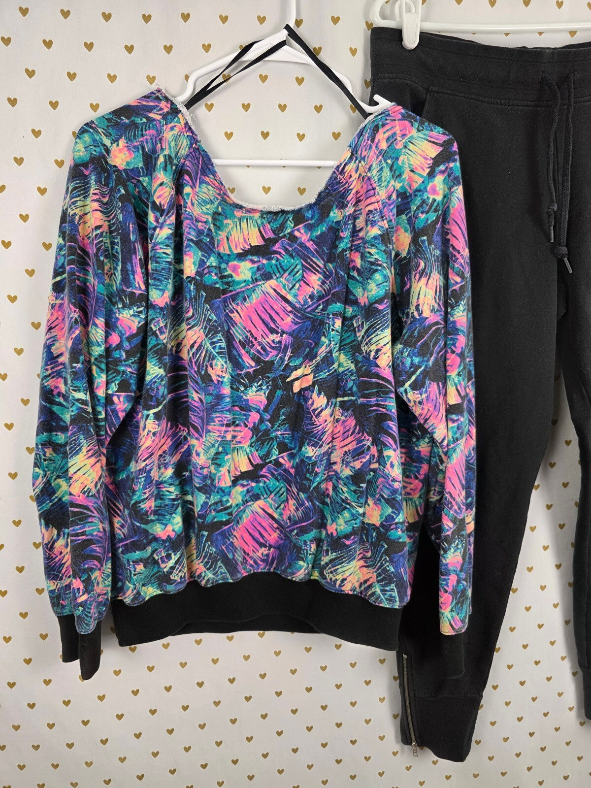 Victorias Secret Pink Slouchy Neon Logo Sweater Set outfit Med Large HTF