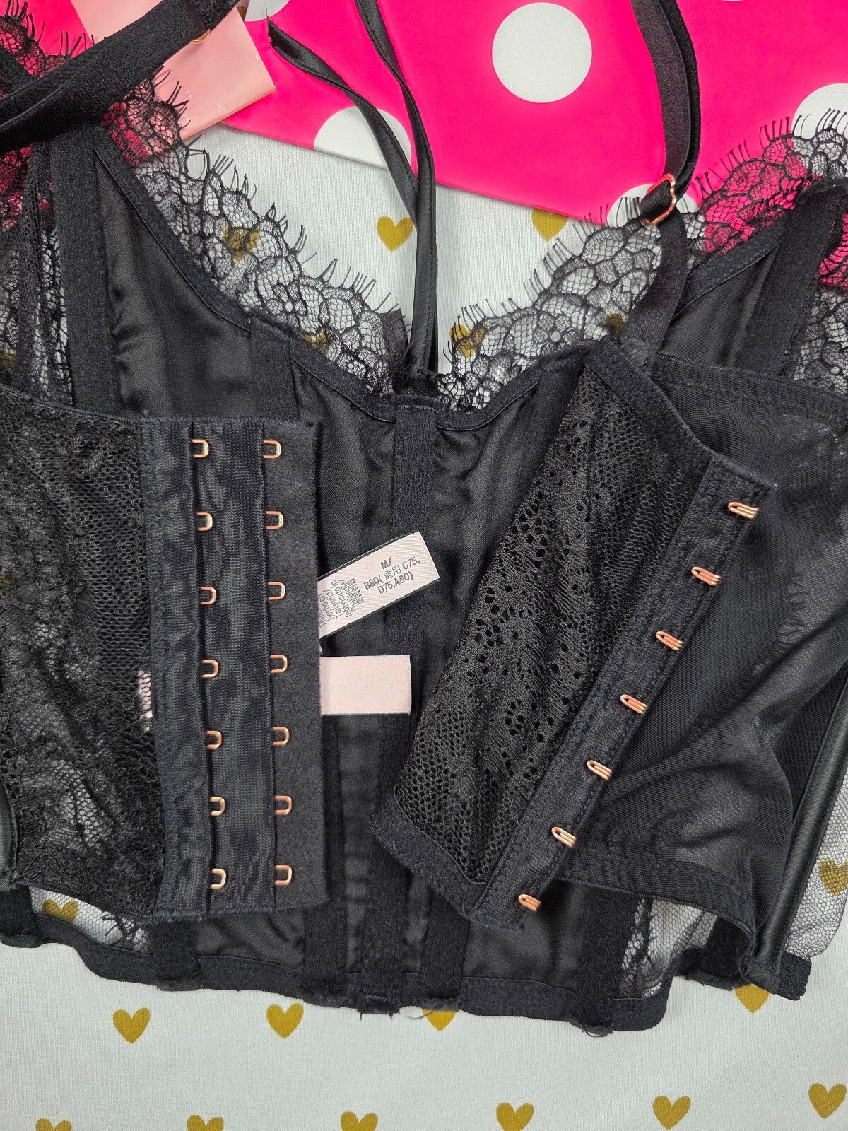 Victorias Secret Black rigid Push Up Corset Medium Bralette Bra Top Tank