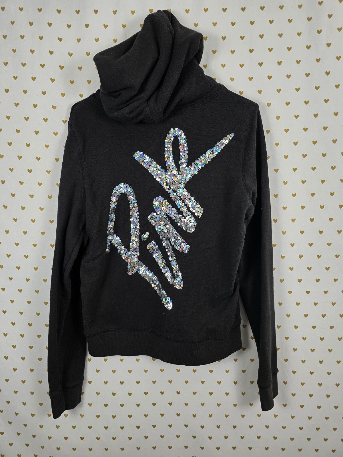Victorias Secret Pink Bling Logo Sequined Full zip hoodie Jacket Large