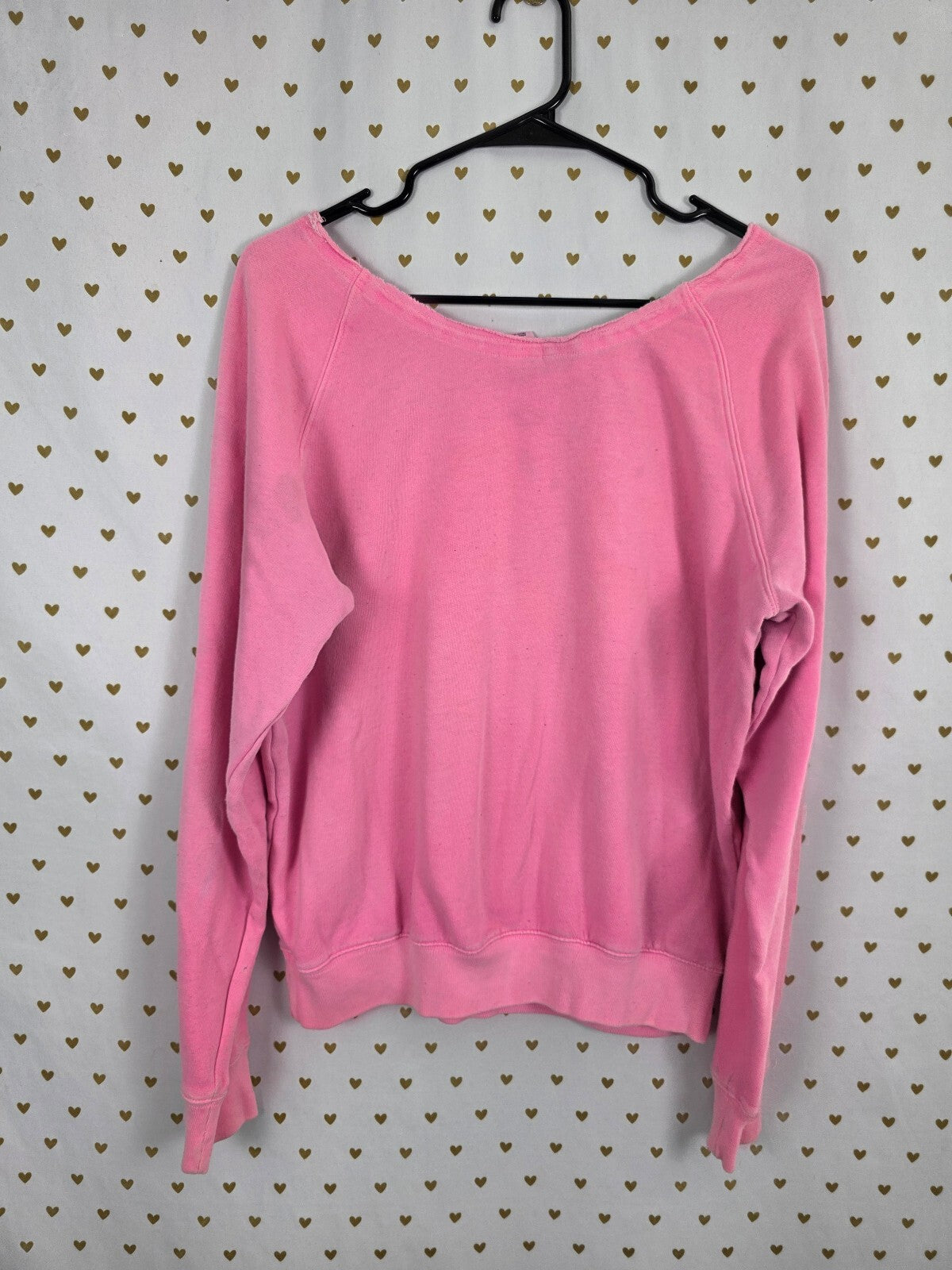 Victorias Secret Pink Slouchy Vintage Off Shoulder Sweater Shirt Medium