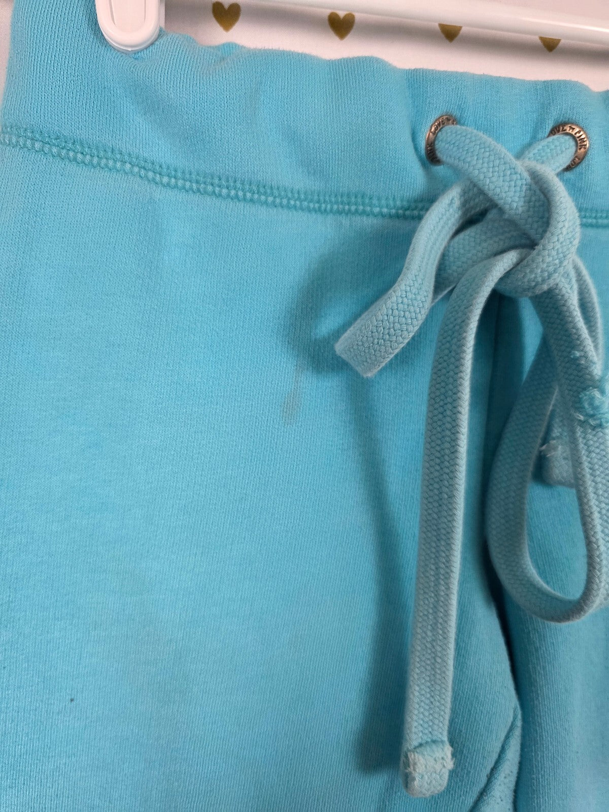 PINK Victoria's Secret Aqua Blue Jogger Sweatpants Leopard Logo Graphic XS