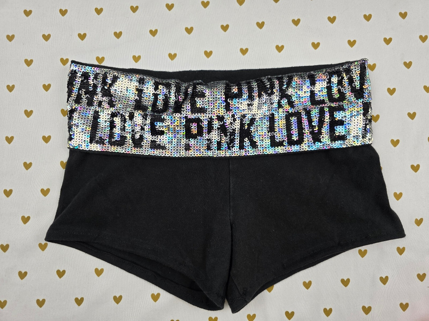 Victorias Secret PINK Foldover FASHION SHOW BLING SHORTS 2013 Yoga XS CUTE
