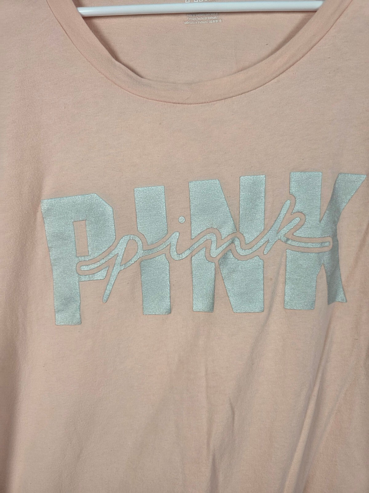 Victorias Secret PINK Logo Peach Tee Shirt 2XL XXL