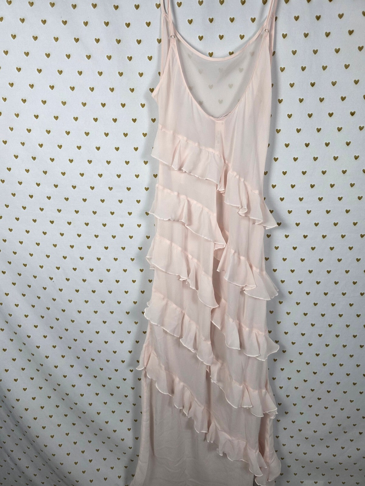 NWT Victoria's Secret Chiffon Ruffle Maxi Slip Dress Nightgown Bridal Pink M