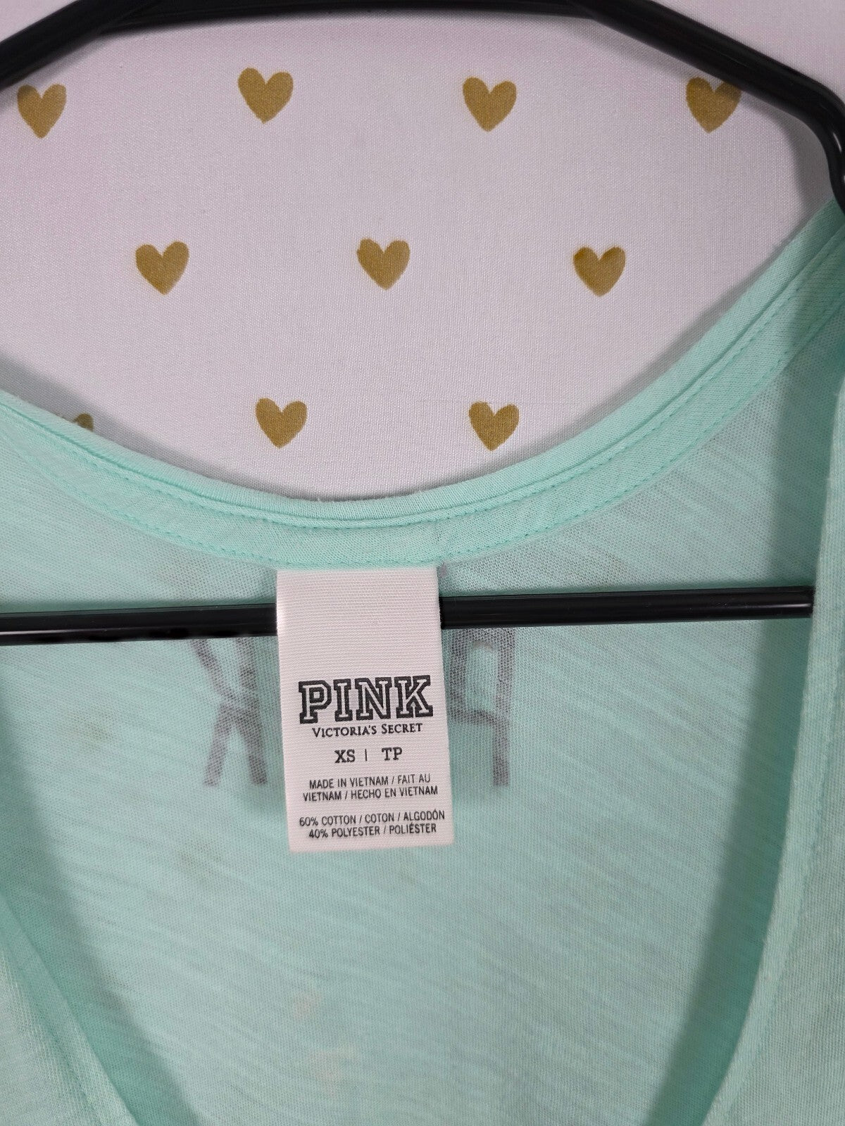 Victorias Secret PINK BLING Heart Sequined Tank top mint XS