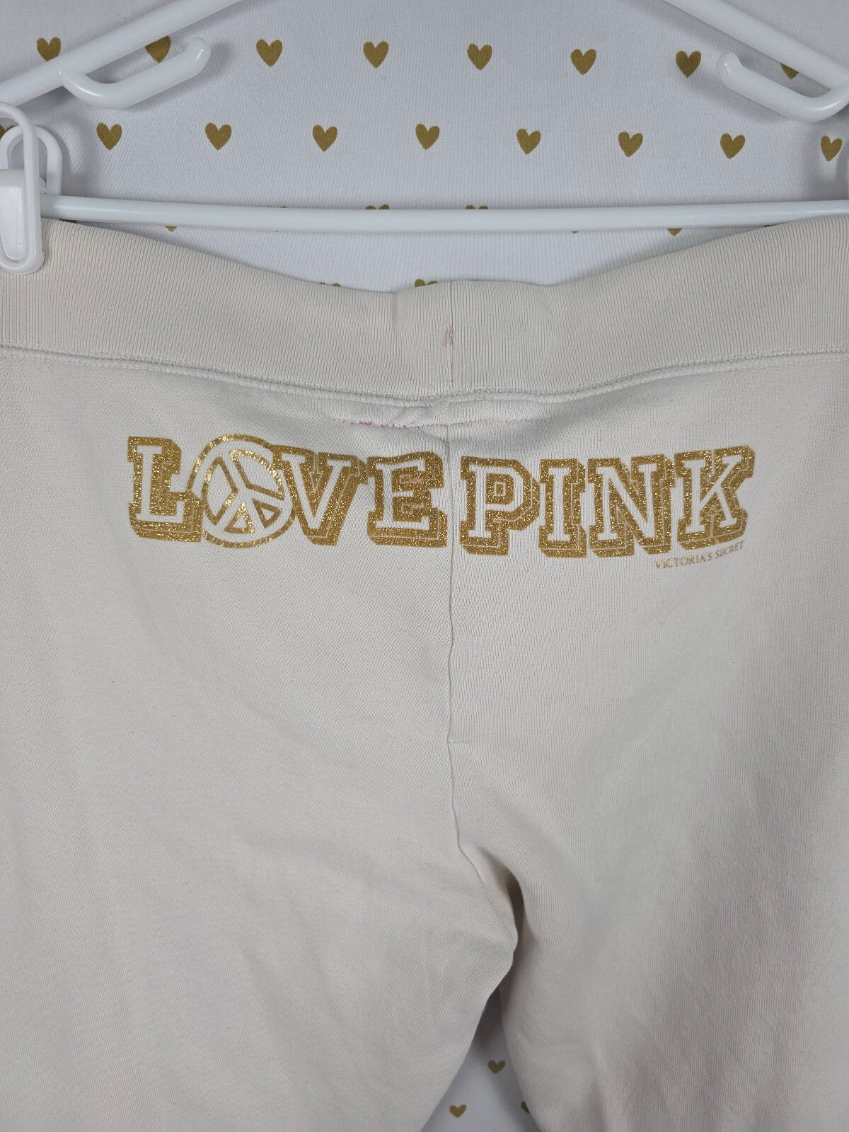 Victorias Secret PINK Vintage y2k Gold PEACE Sweats Sweatpants University MED