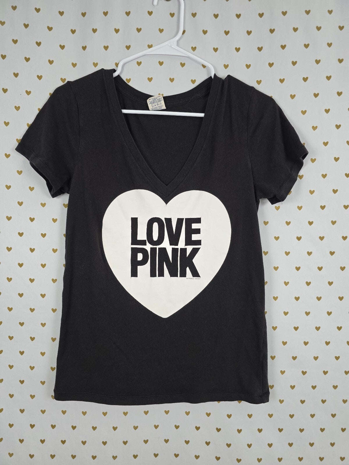 Victorias Secret PINK Vintage Heart Logo Love Tee shirt Medium Y2k