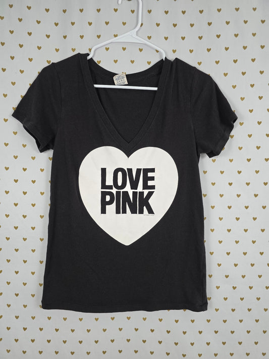 Victorias Secret PINK Vintage Heart Logo Love Tee shirt Medium Y2k
