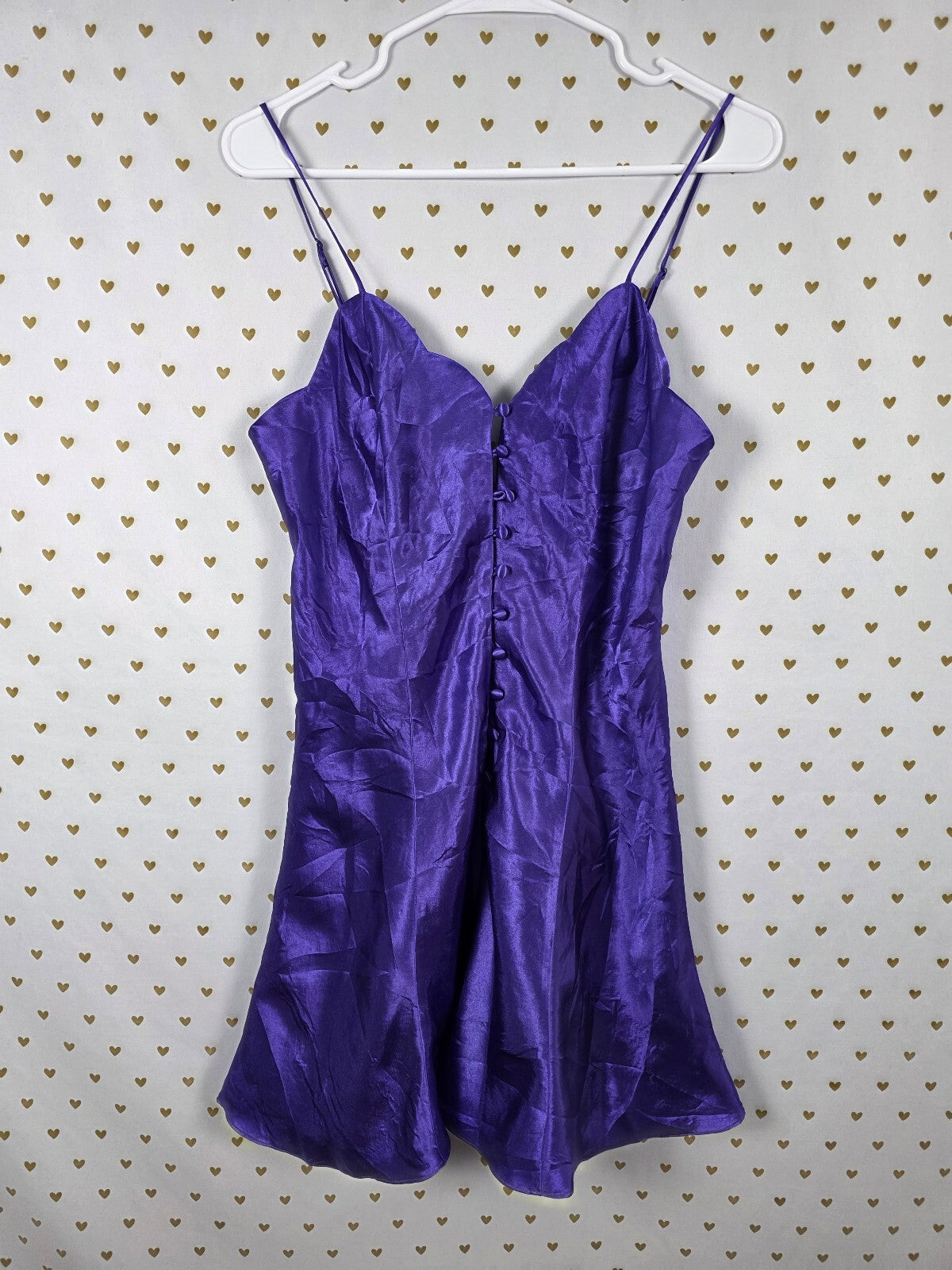 Vintage Victoria's Secret Gold Label Purple Babydoll Nightgown Slip M Buttons