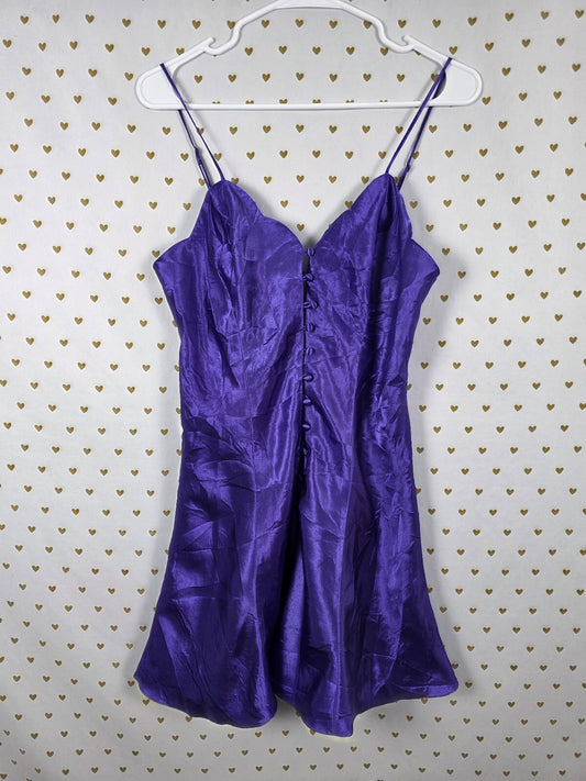 Vintage Victoria's Secret Gold Label Purple Babydoll Nightgown Slip M Buttons