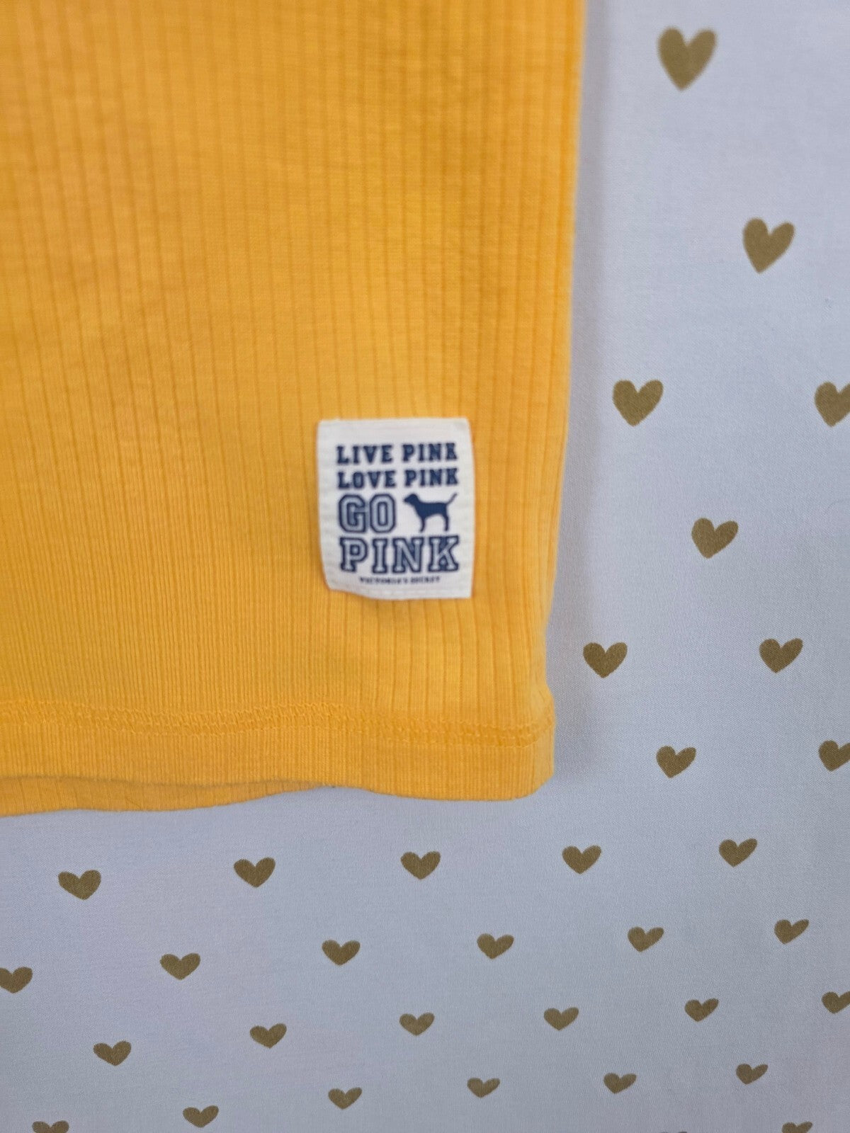 Vintage 2008 VS PINK University of Pink 86 Yellow Ribbed Henley Top M Y2K