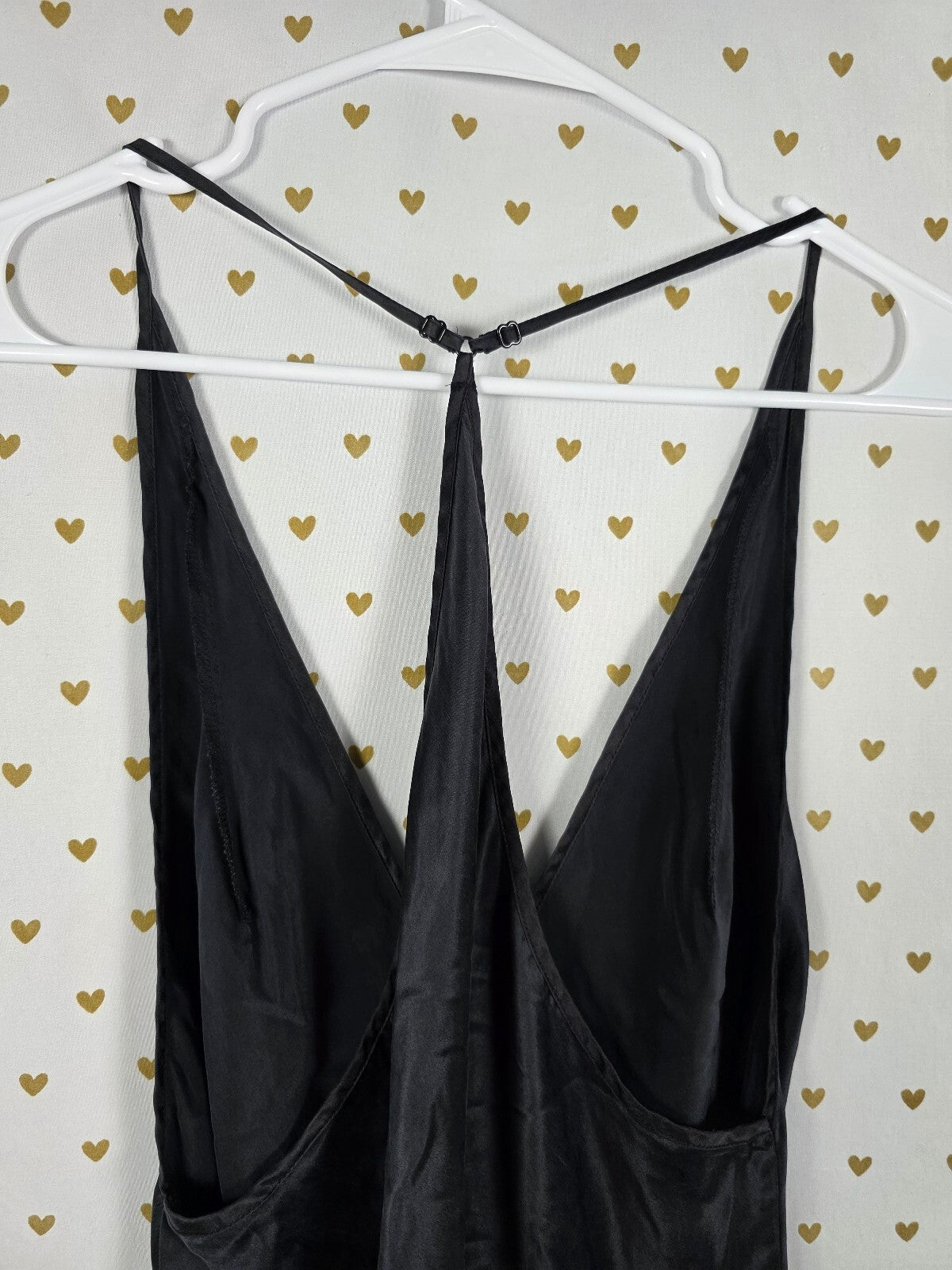 2003 Victoria's Secret 100% Silk Black Tulle Maxi Slip Gown L Y2K