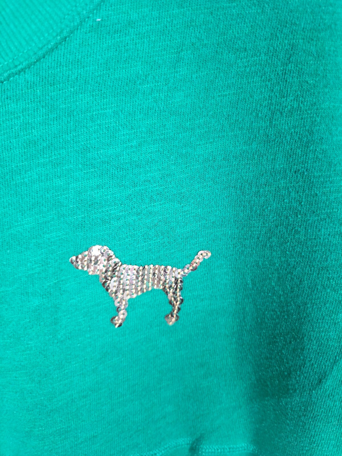 Victorias Secret Pink GREEN Bling Sequined HTF Sweater Shirt XS Oversized