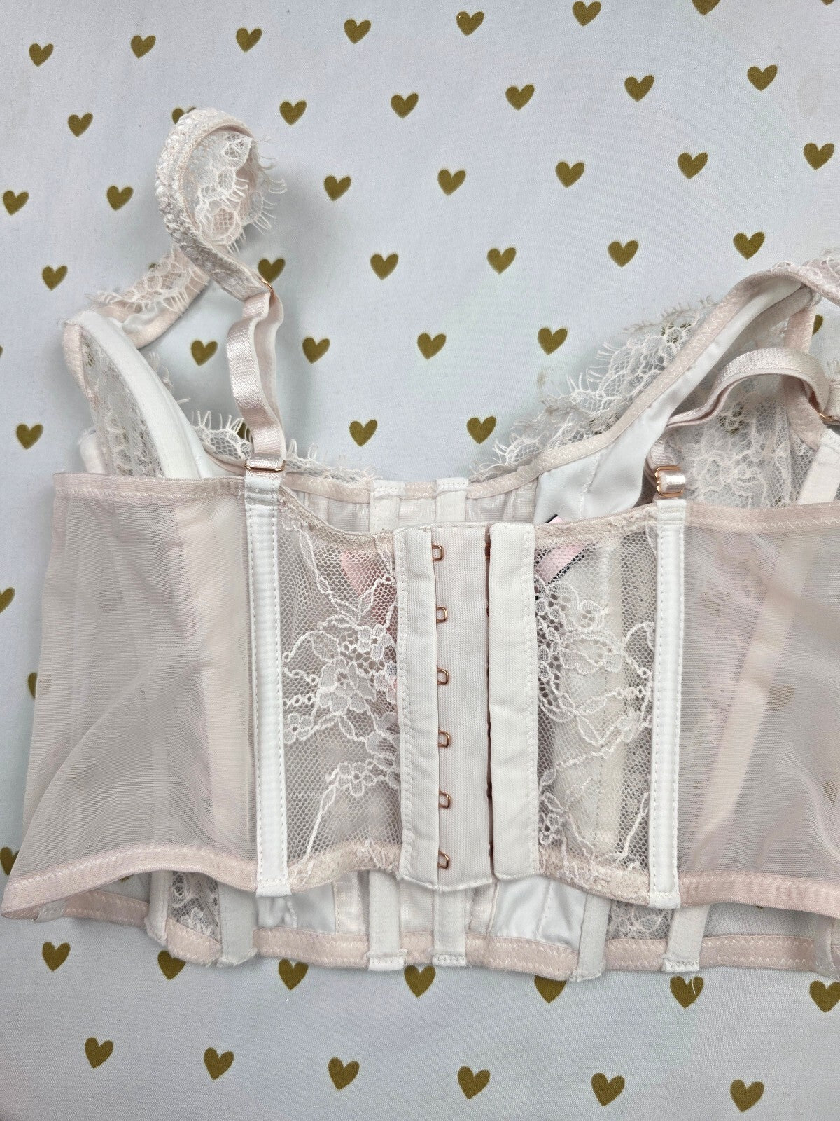 Victorias Secret White Corset Dream Angels Medium Bralette Bra Top Tank