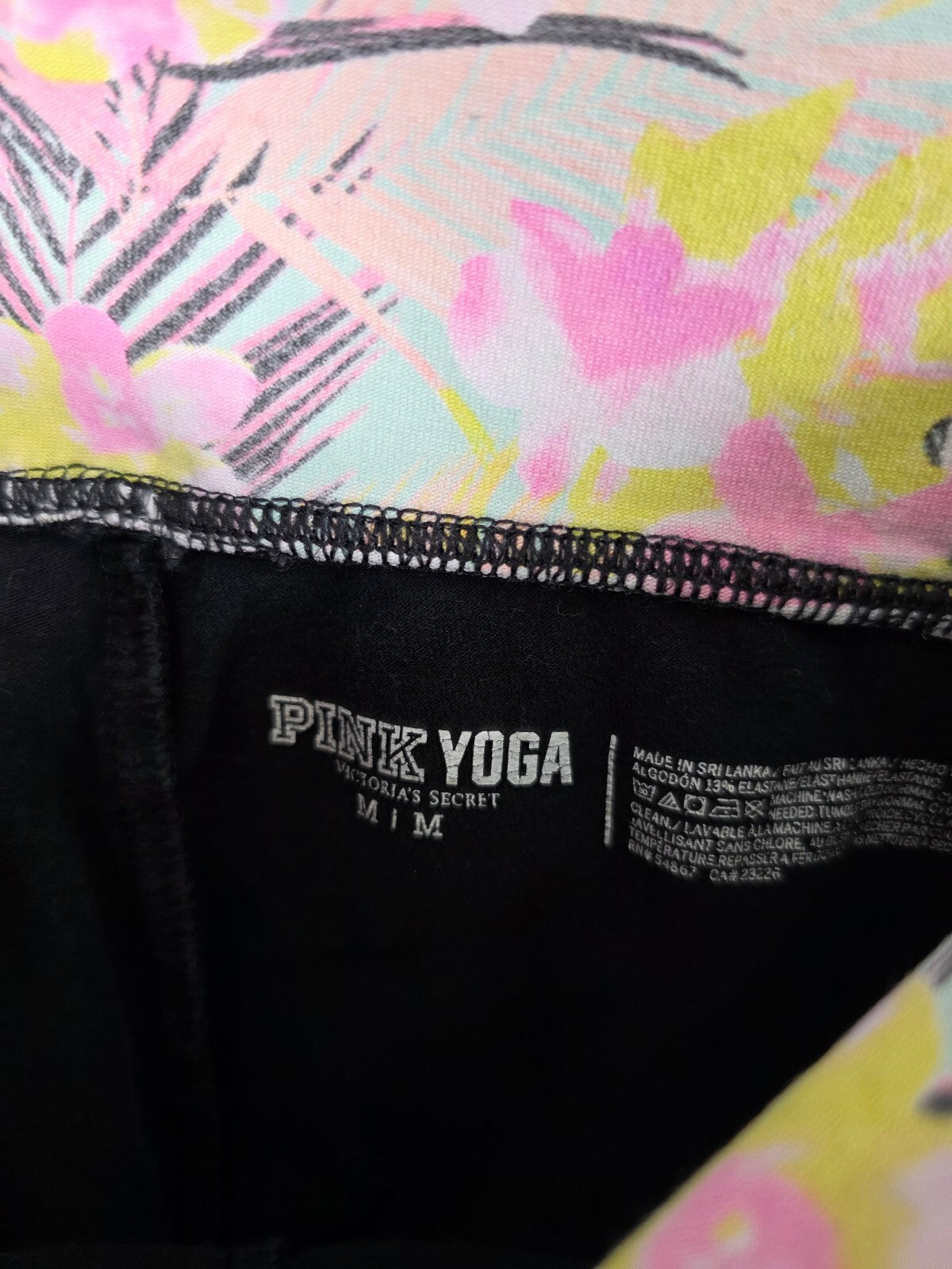 Victorias Secret PINK Vintage Bling Neon Foldover Yoga Pants Medium Ankle Skinny