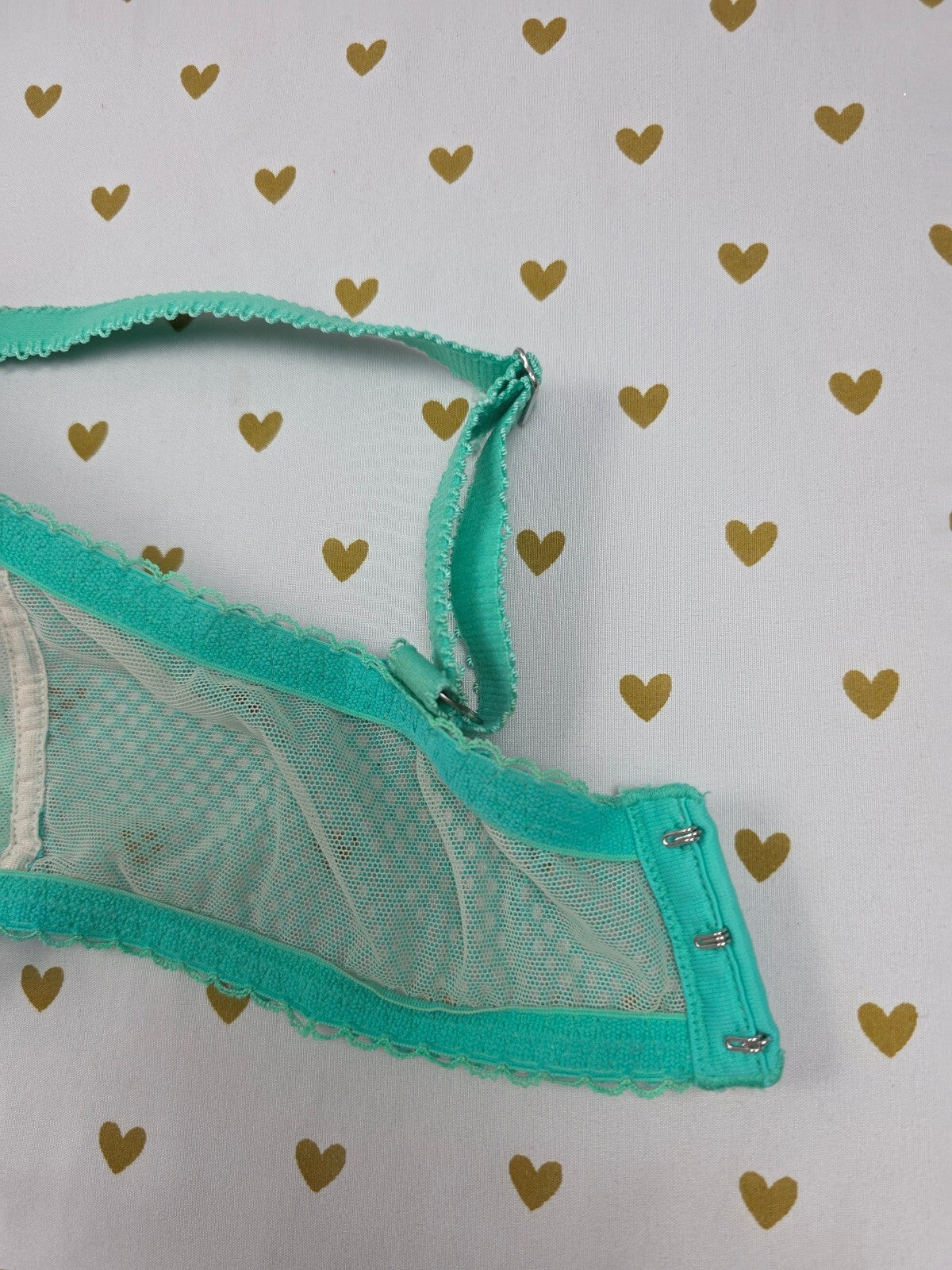 Victorias Secret Mint Bling Dream angels Lined Demi Balconette Bra 38DDD 38F