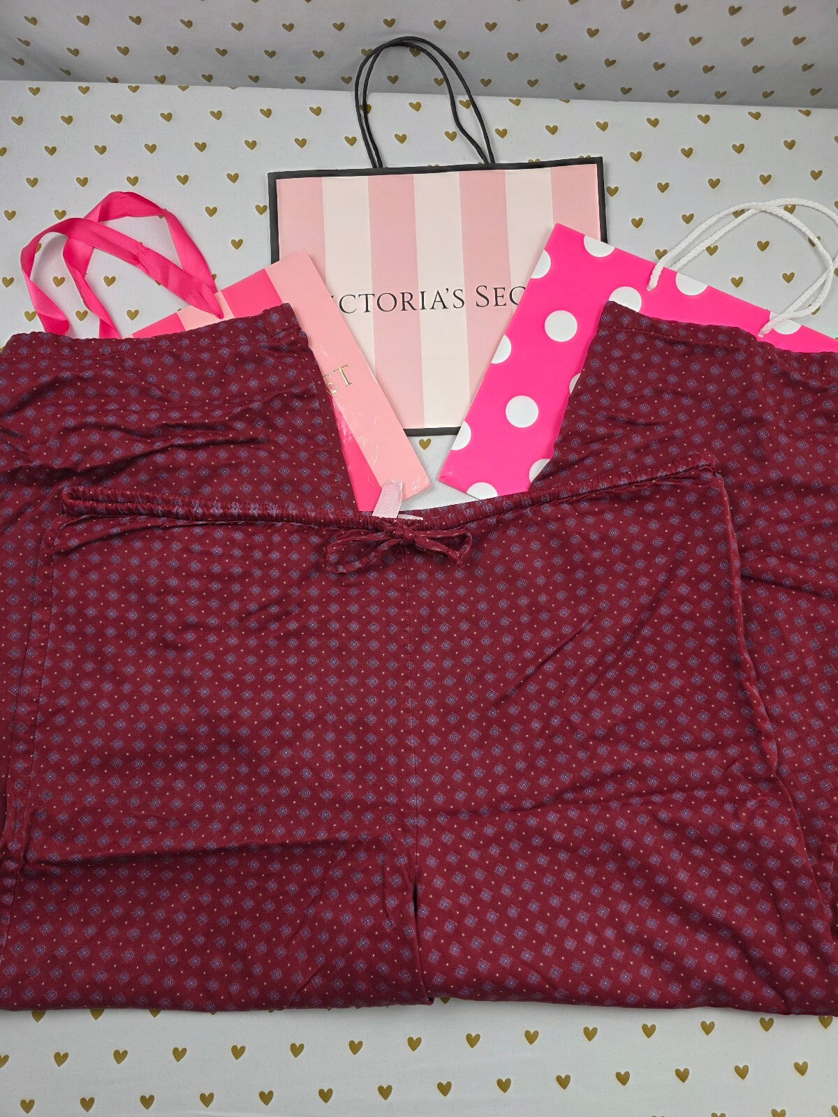 Victorias Secret Red Cotton Vintage Large Sleep Pants Pajama PJ Bottoms