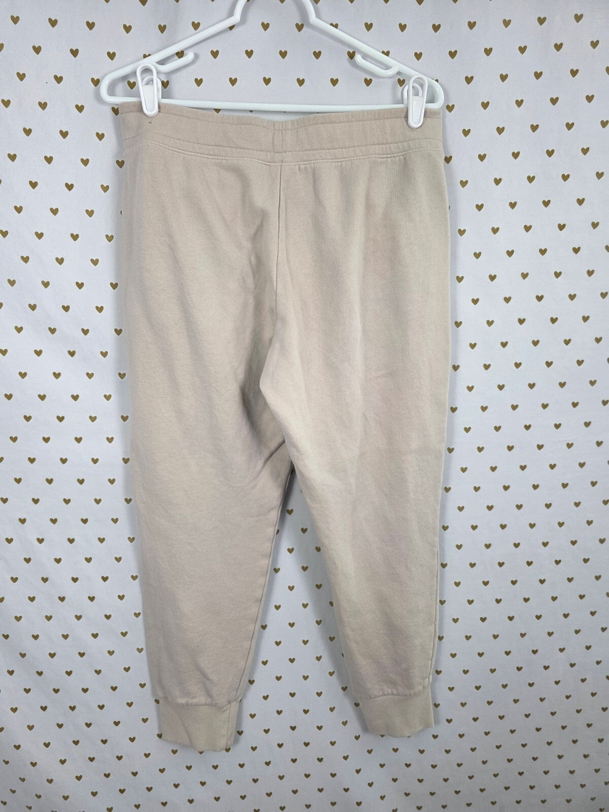 Victorias Secret PINK Bling Studded Logo Sweats Tapered Beige Large