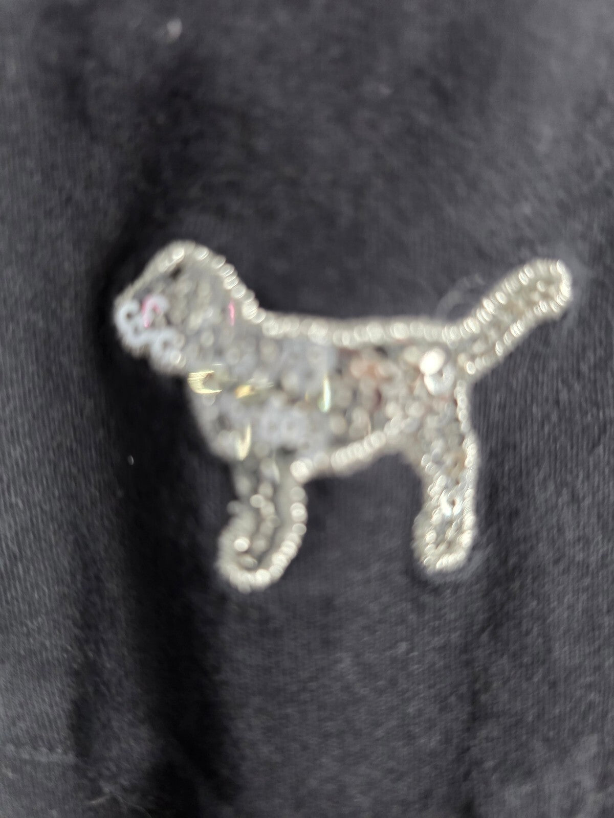 Victorias Secret PINK BLING Hibiscus Sequin Long Sleeve Dog Tee Black SMALL