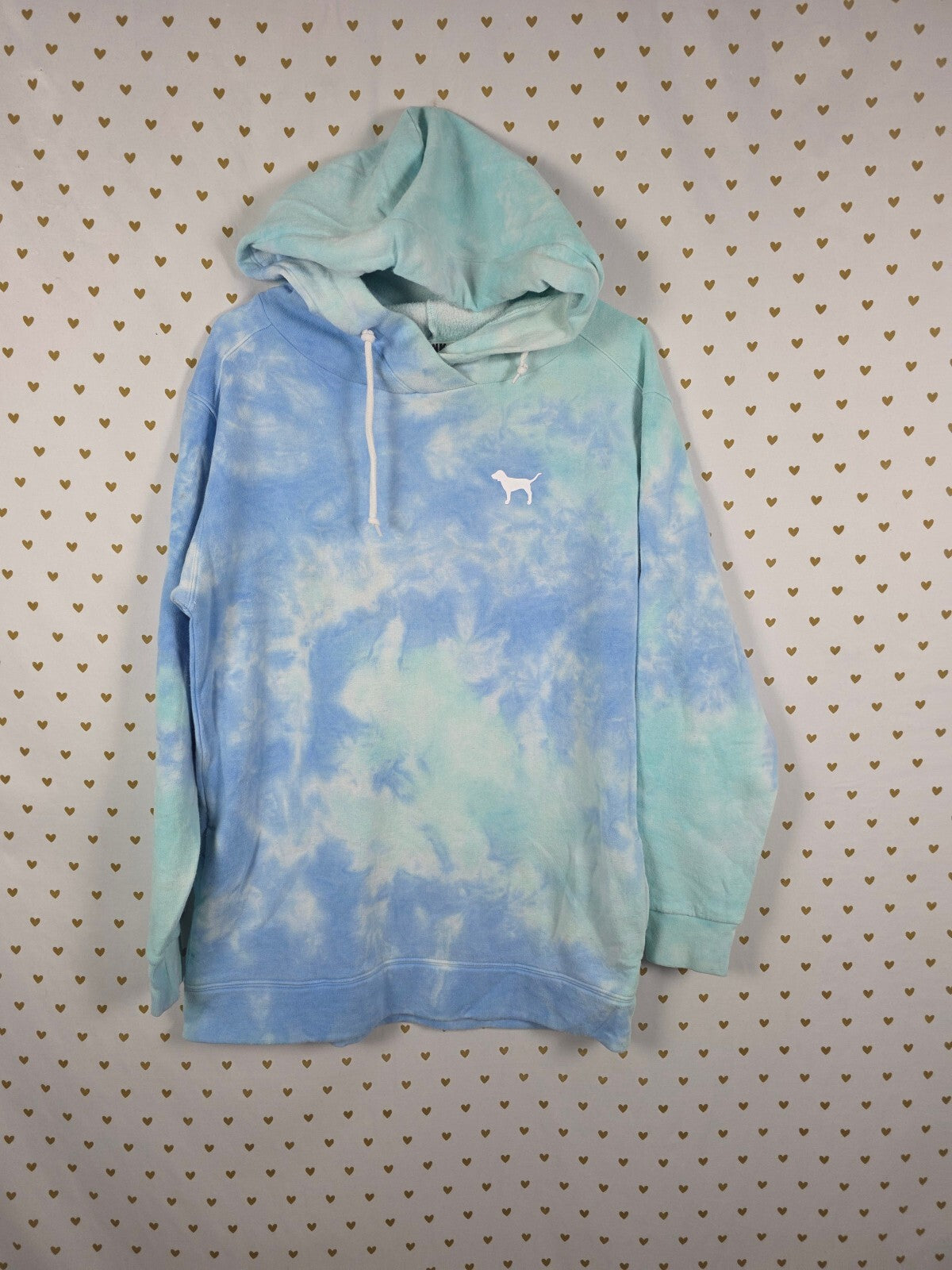 Victorias Secret Pink Long Tye Dye Hooded Sweater  Pockets Pullover XS oversized