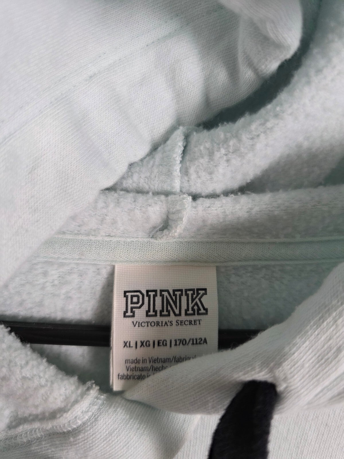 Victorias Secret Pink Mint Logo Hoodie Pullover Sweater Long Sleeve XL