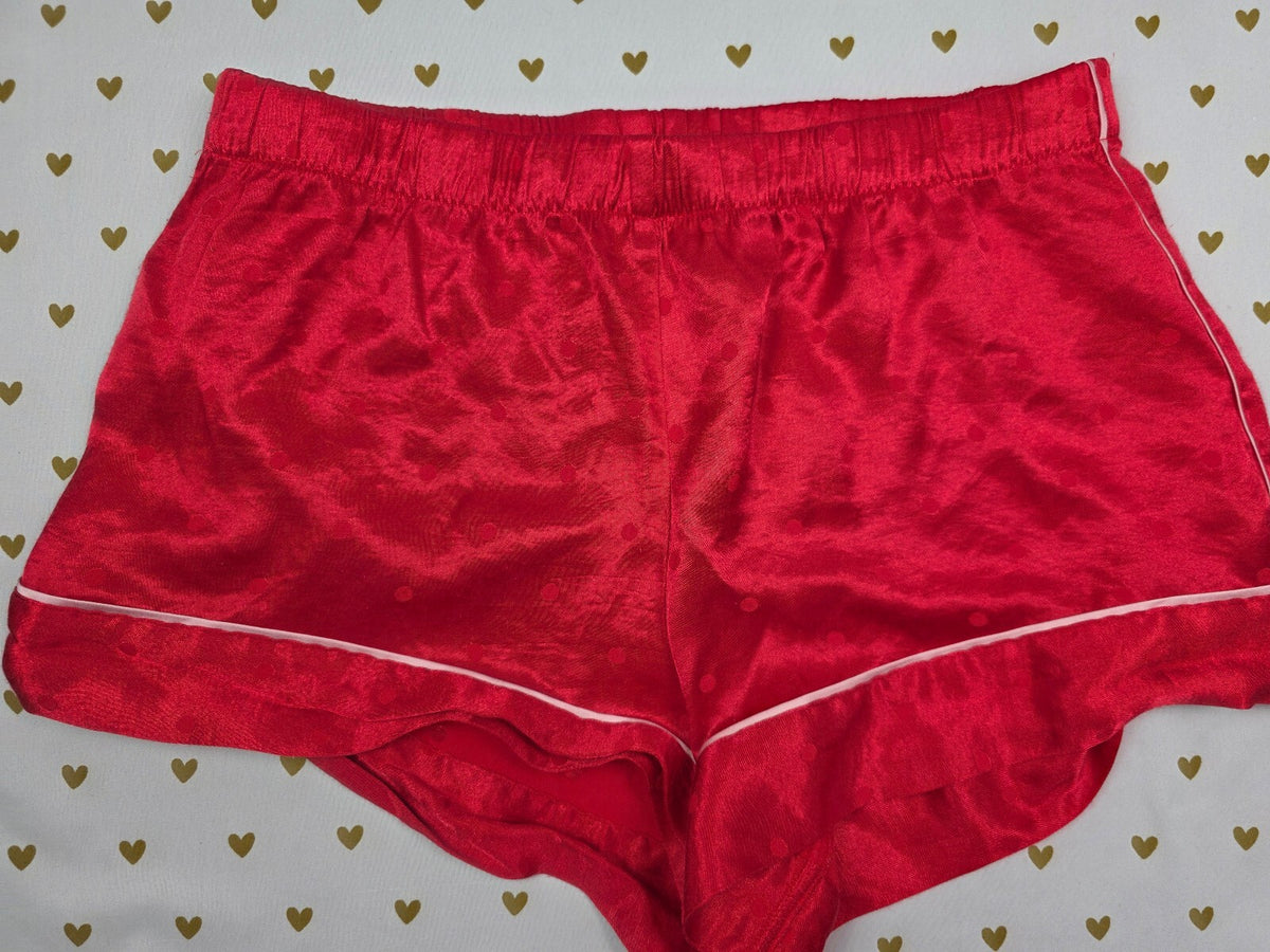 Victorias Secret Red Satin Silky Polka Dot SM Sleep Shorts Boxers Pajama Bottoms