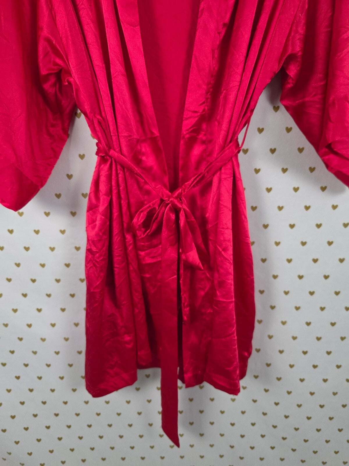 Victorias Secret Satin Silky Robe Red Silky Lounge Kimono Medium Large Pockets