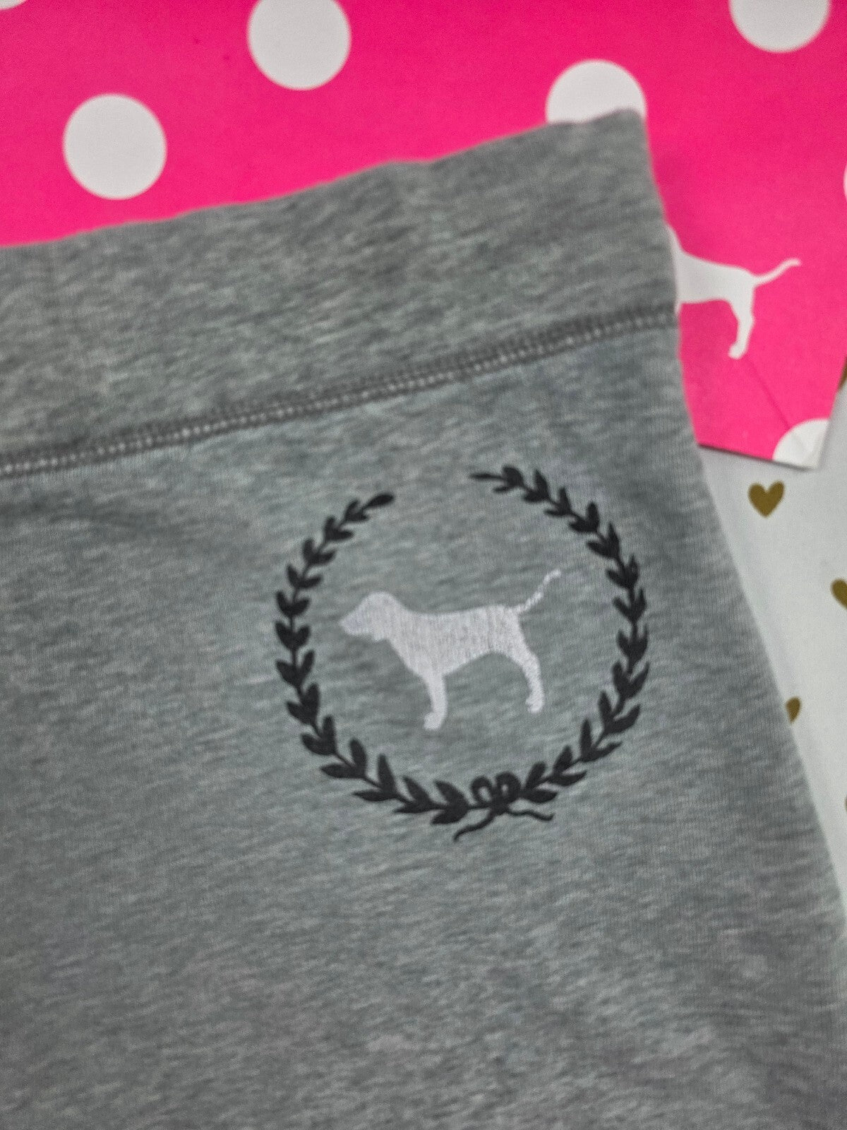Victorias Secret PINK vintage Crest Logo Butt Sweat Shorts Large XL Grey Y2K