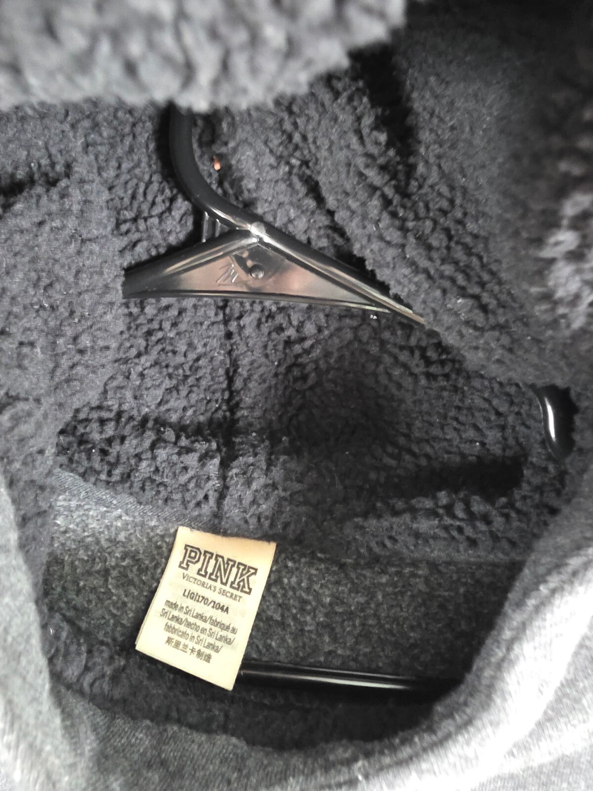 Victorias Secret Pink Gold Bling Sherpa Hood Pullover Sweater Hoodie Large