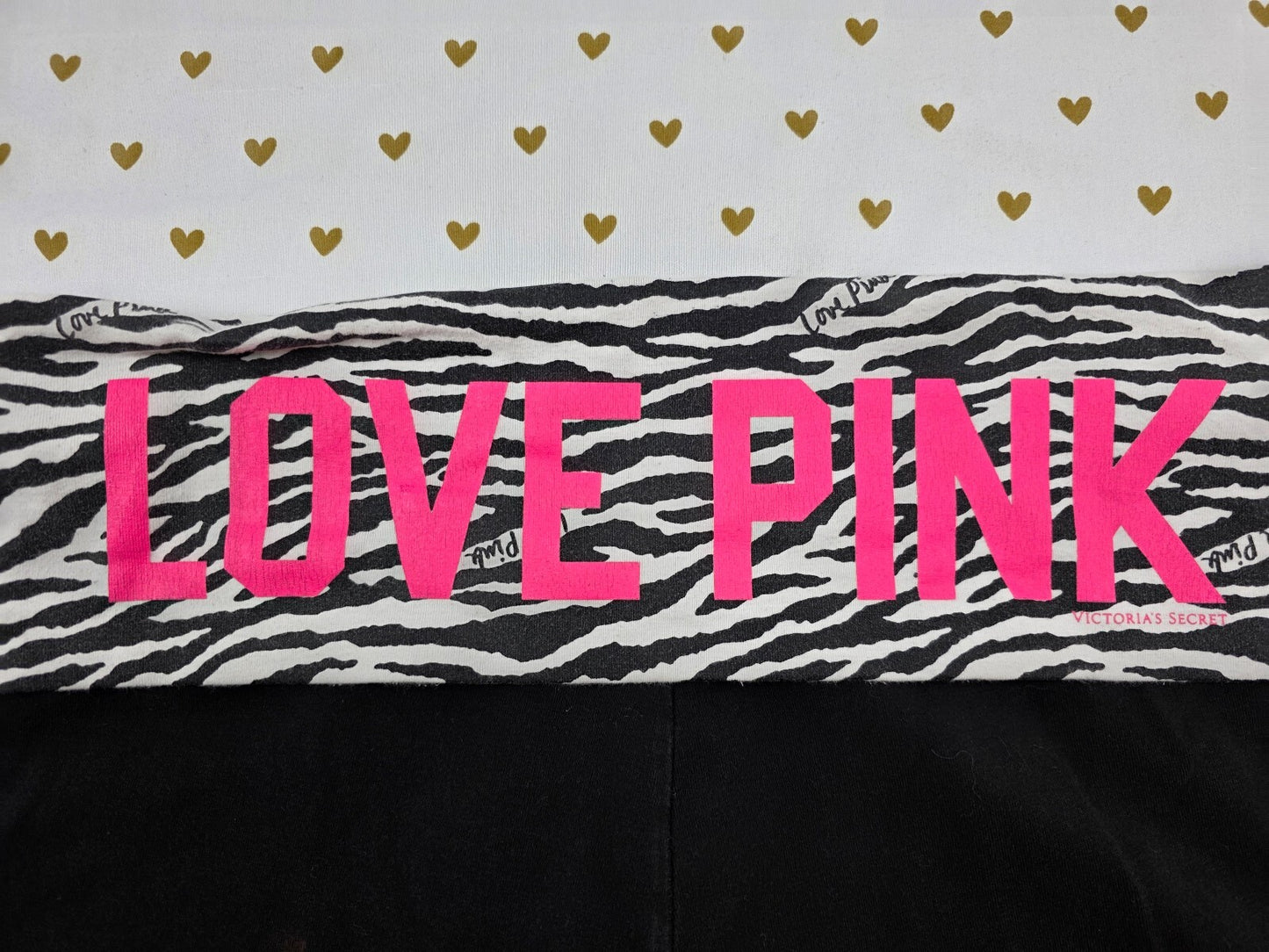 Victorias Secret PINK Love ZEBRA Foldover Yoga SHORTS Y2k Vintage MEDIUM