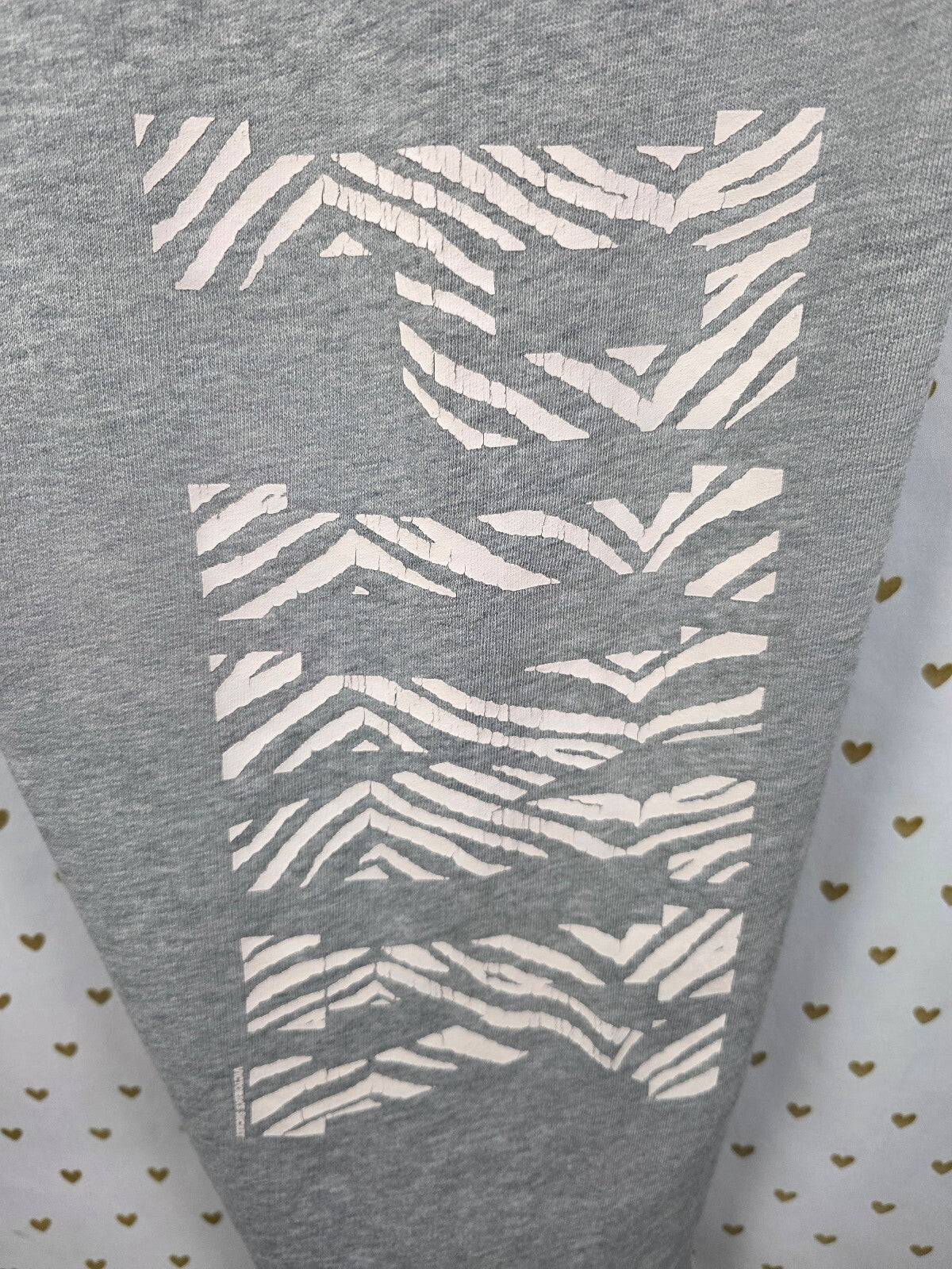 Victoria's Secret PINK Gray LOVE Boyfriend Zebra Wide Leg Lounge Pants M Flared