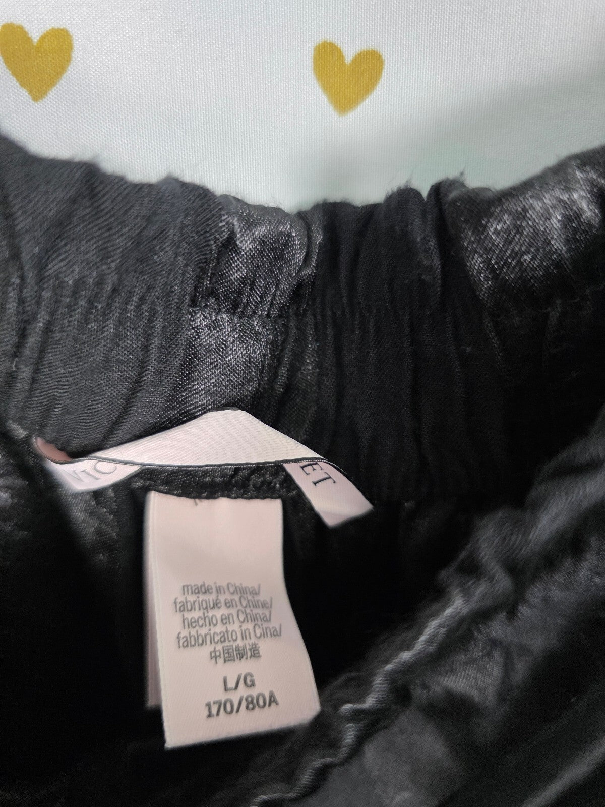 Victorias Secret Satin Black tie Front Flowy LARGE Sleep Pants Pajama PJ Bottoms