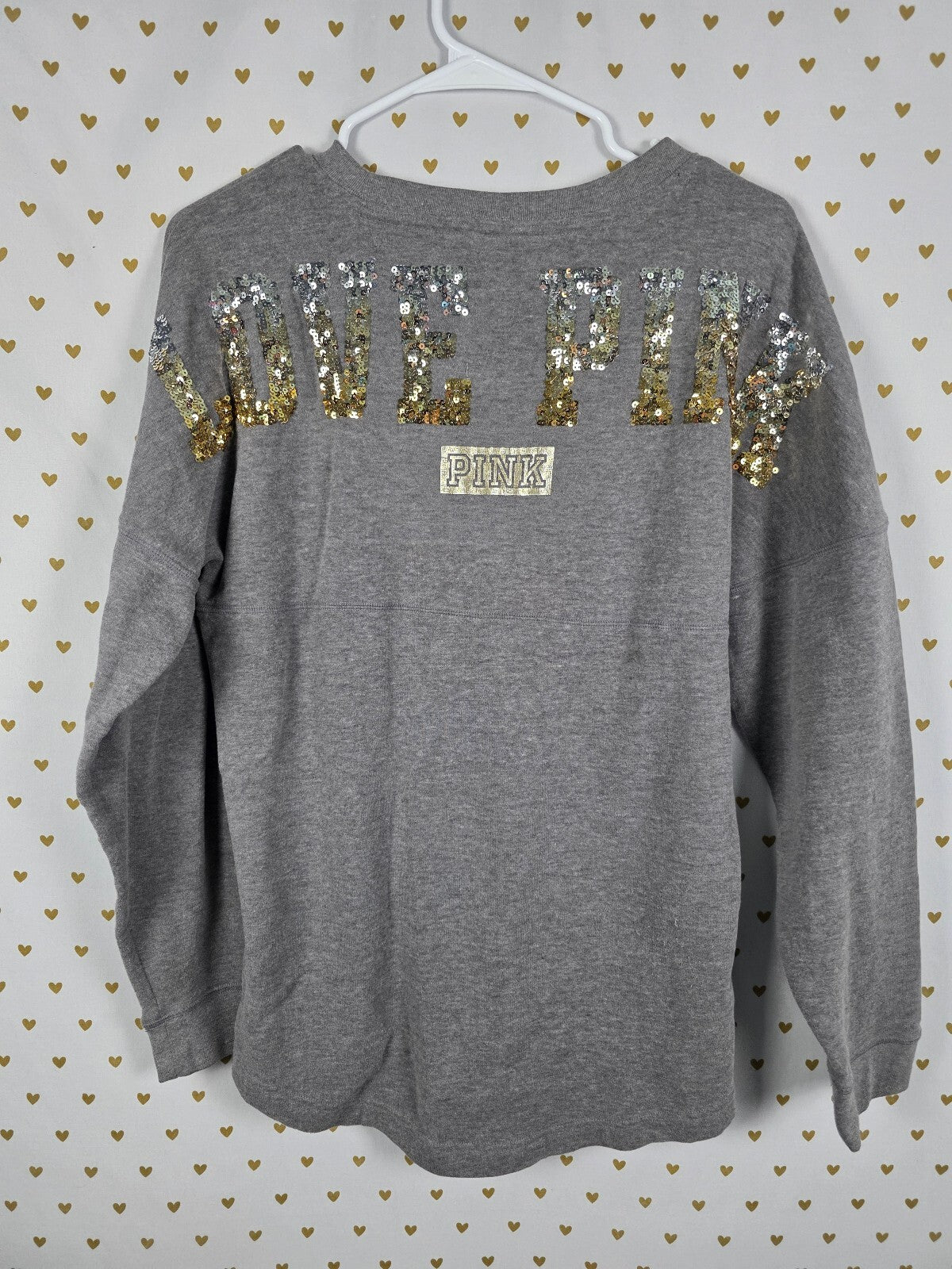 Victorias Secret Pink Gradient Bling Sequined Oversized Sweater Shirt xs
