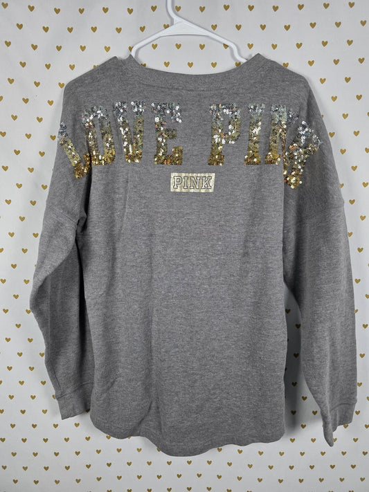 Victorias Secret Pink Gradient Bling Sequined Oversized Sweater Shirt xs