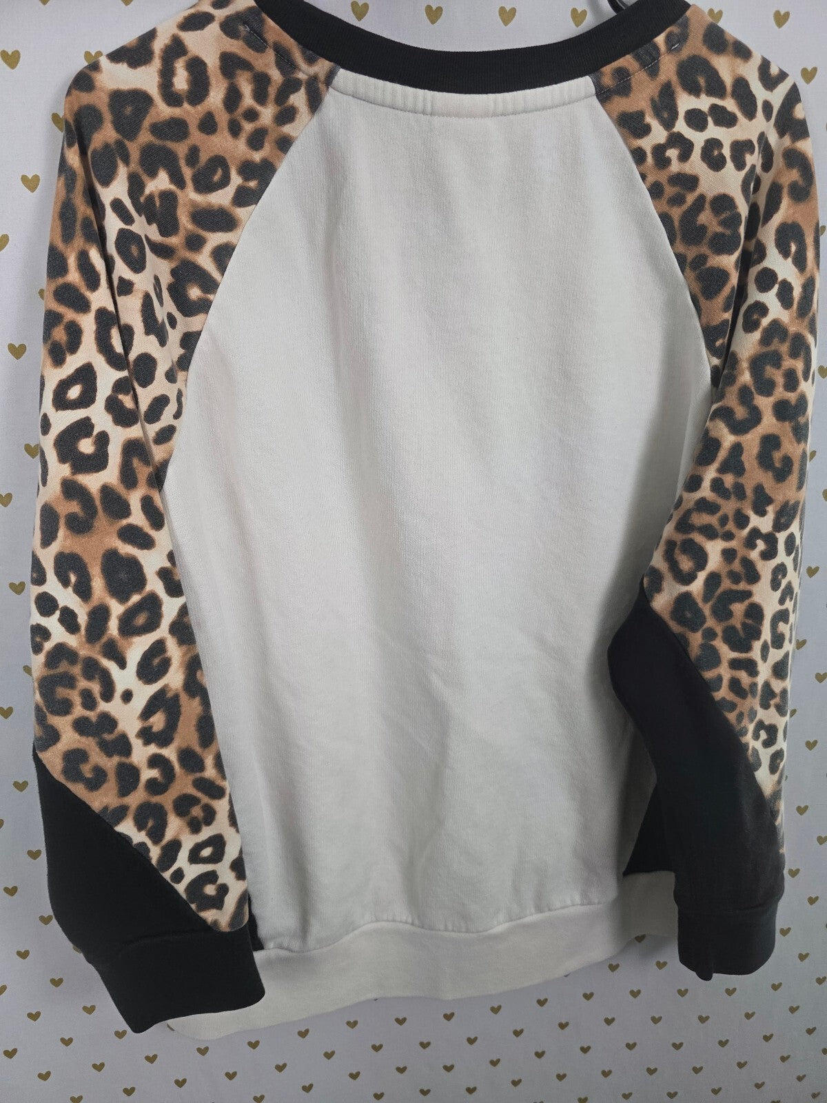 Victorias Secret Pink Leopard cheetah Raglan Crew Sweater Logo MEDIUM