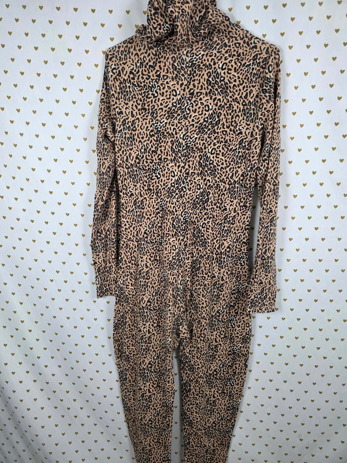 Victoria's Secret PINK Leopard Thermal Cat Ear Hooded Onesie Pajama L
