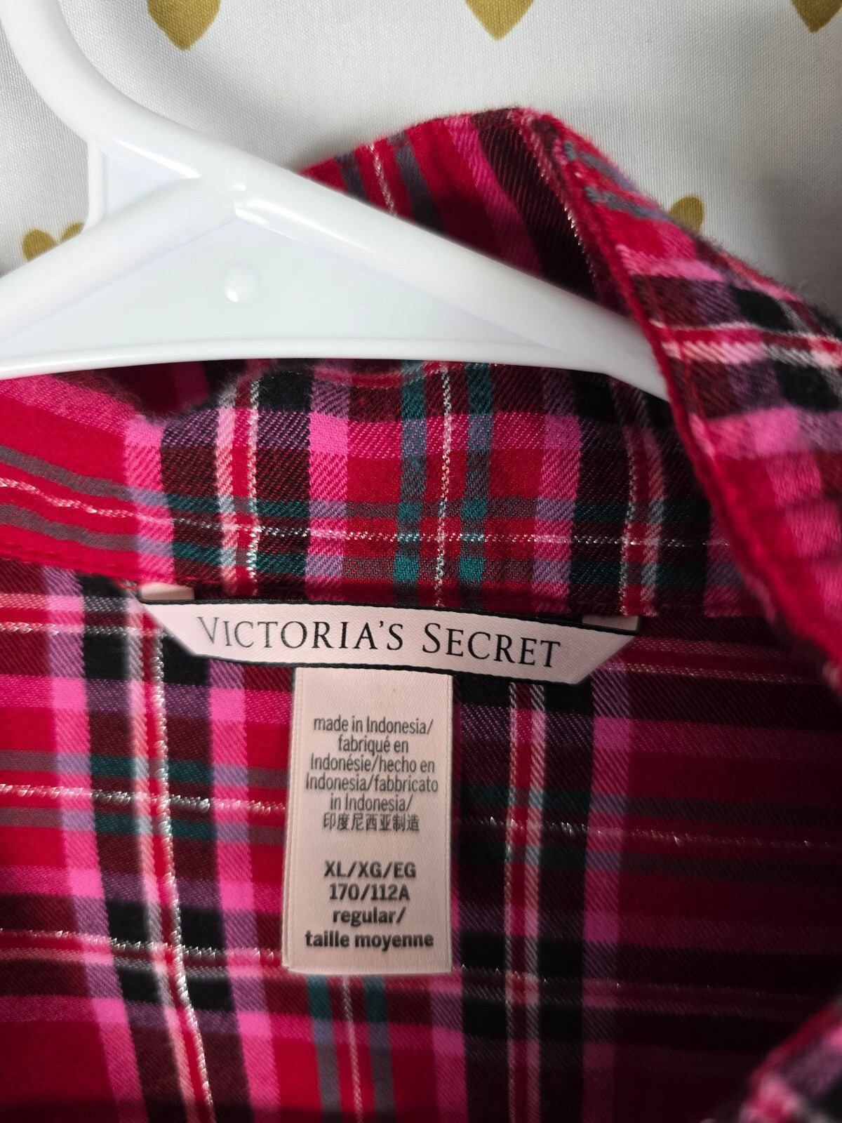 Victorias Secret Red Plaid Pajama Set 2pc Shirt Pants Bottoms PJ XL