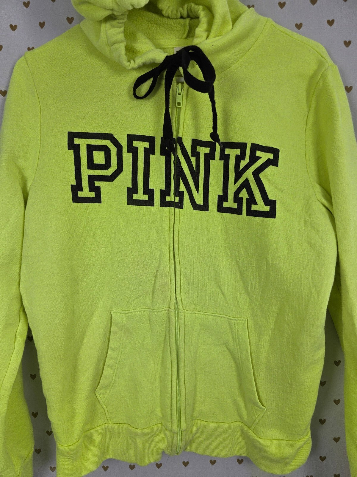 Victorias Secret Pink Neon Logo Full zip hoodie Jacket Logo Medium