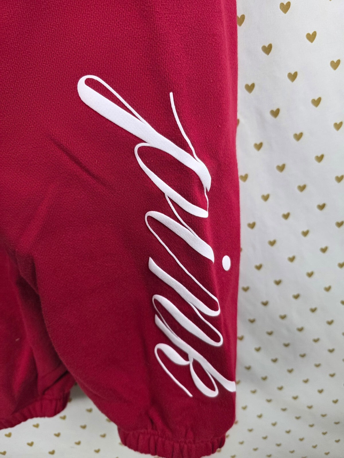 Victorias Secret PINK Red Logo Tapered Sweats Sweatpants Joggers XL