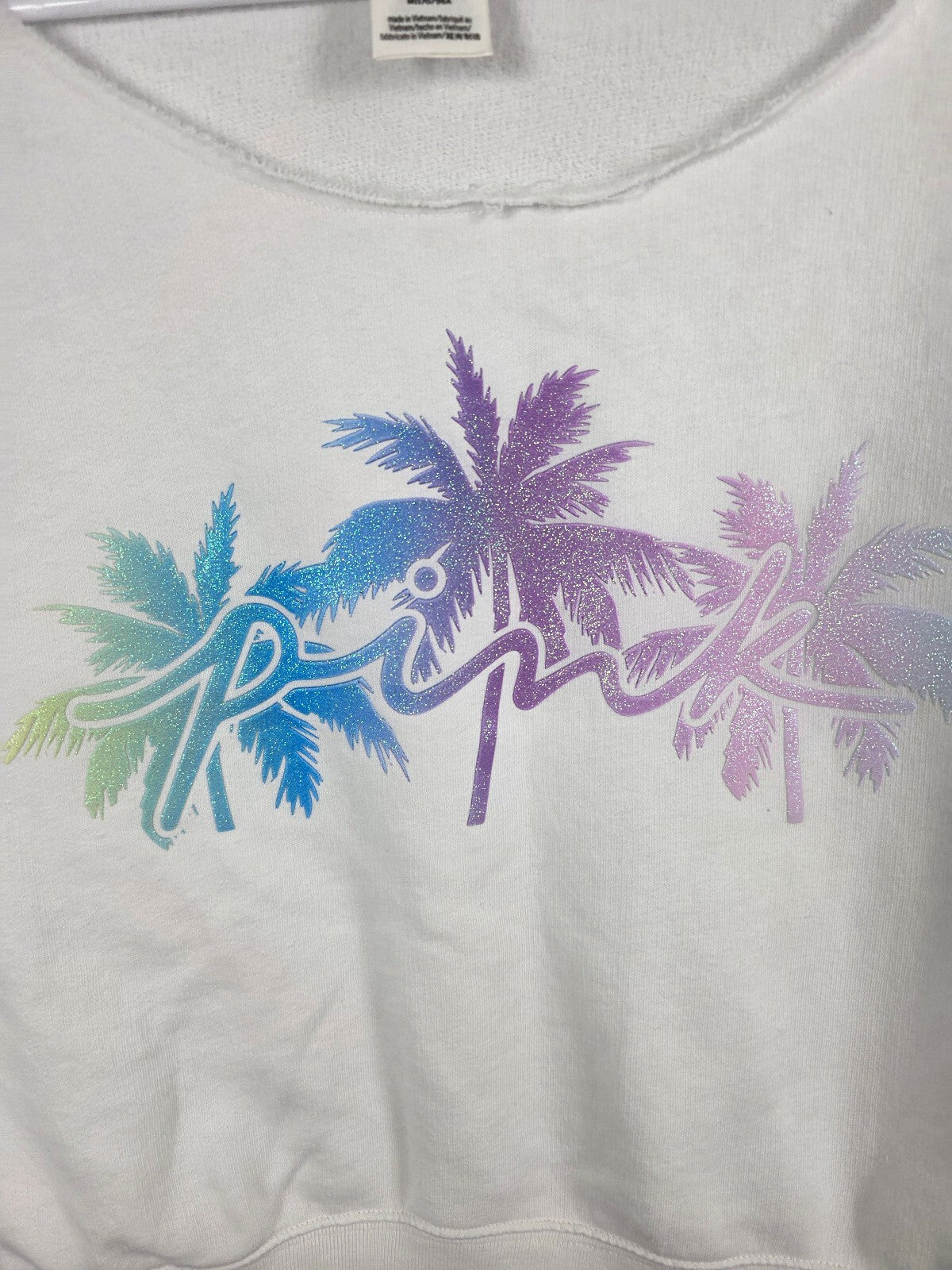 Victorias Secret Pink Glitter Bling Palm Slouchy Sweater Shirt Yoga Pants Medium