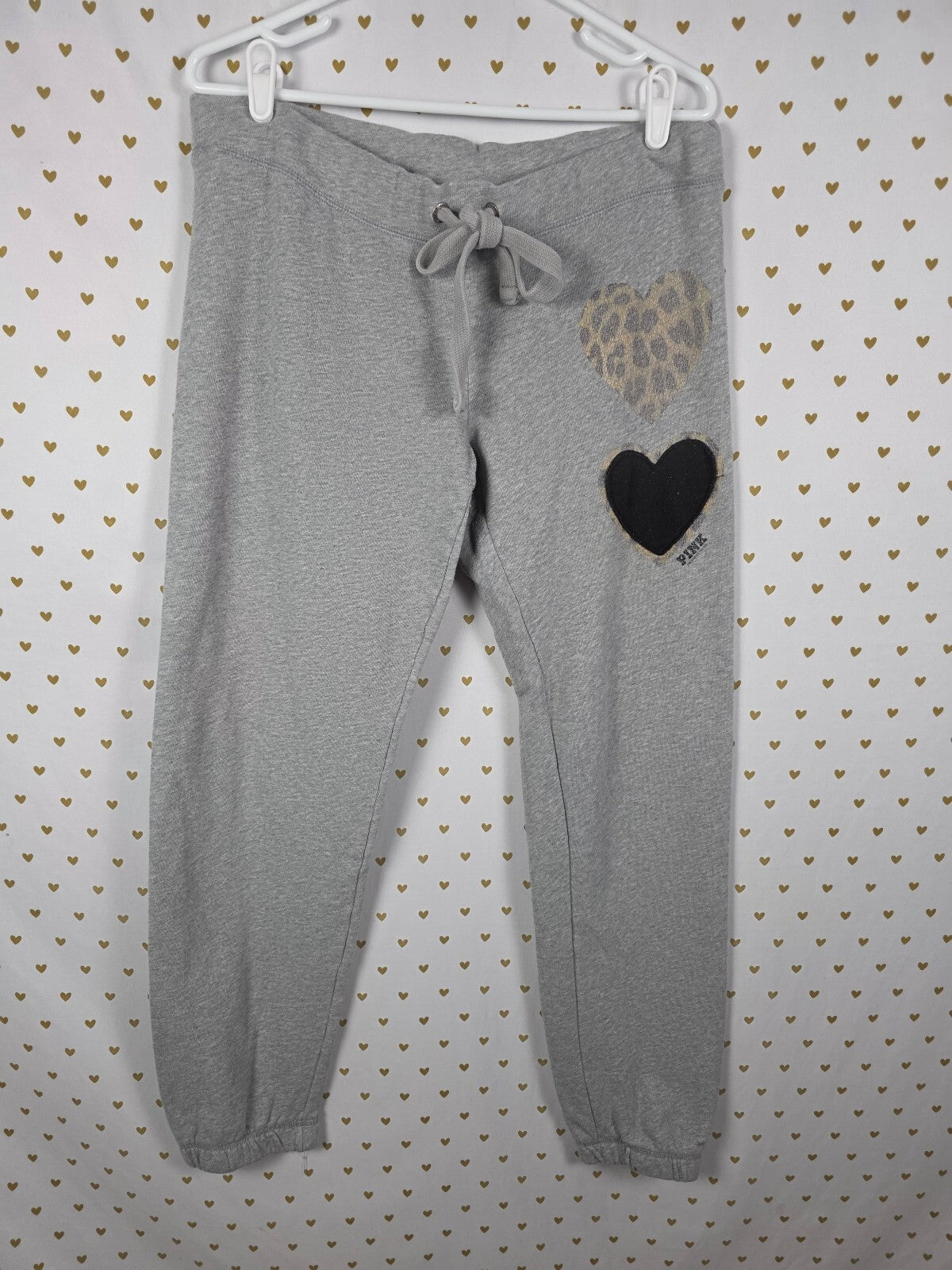 Victorias Secret PINK Leopard Cheetah Heart Embroidered Sweatpants Vintage Y2k M