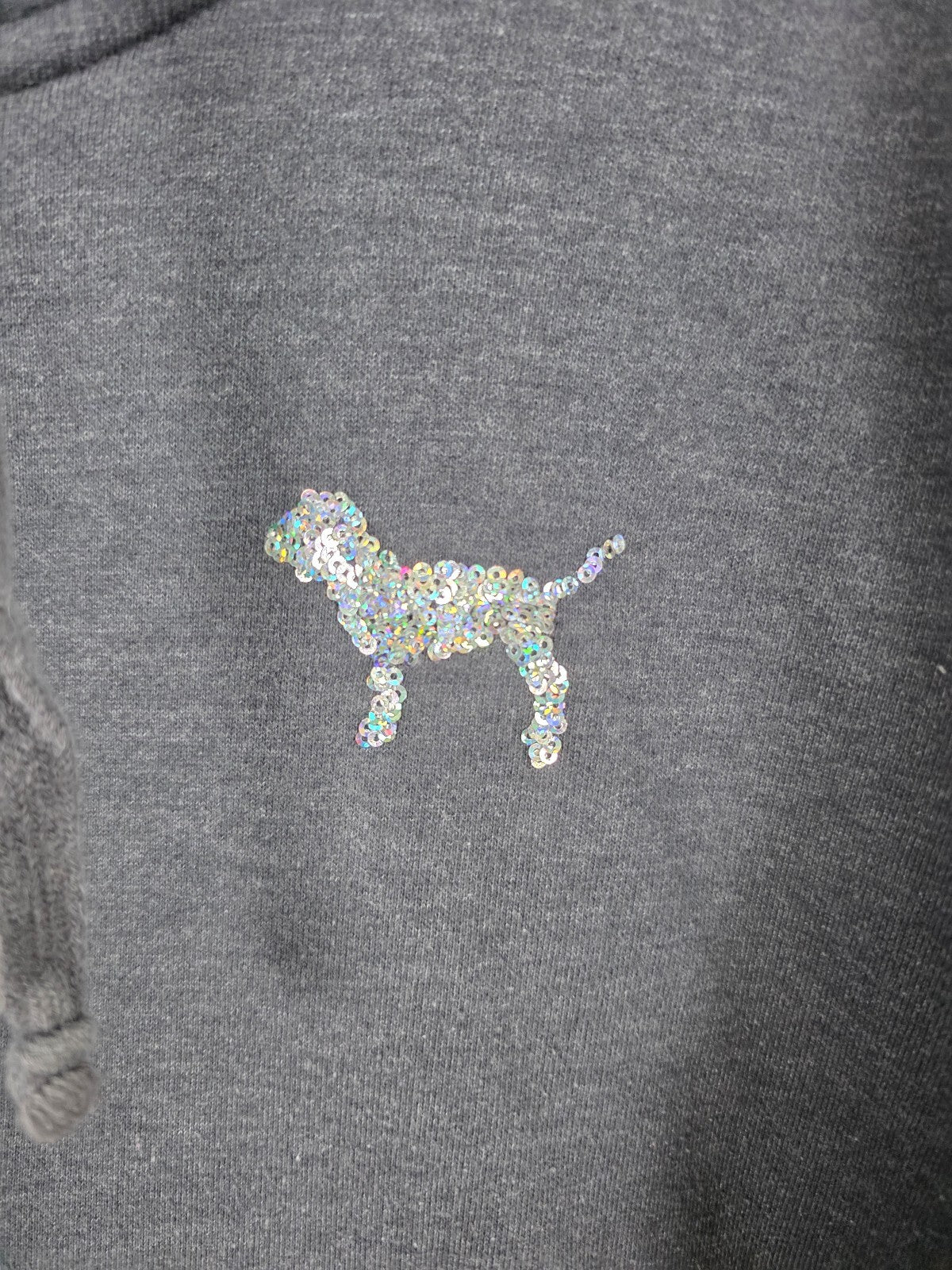 Victorias Secret Pink Gradient BLING Grey Sequined Full Zip Hoodie Jacket LARGE