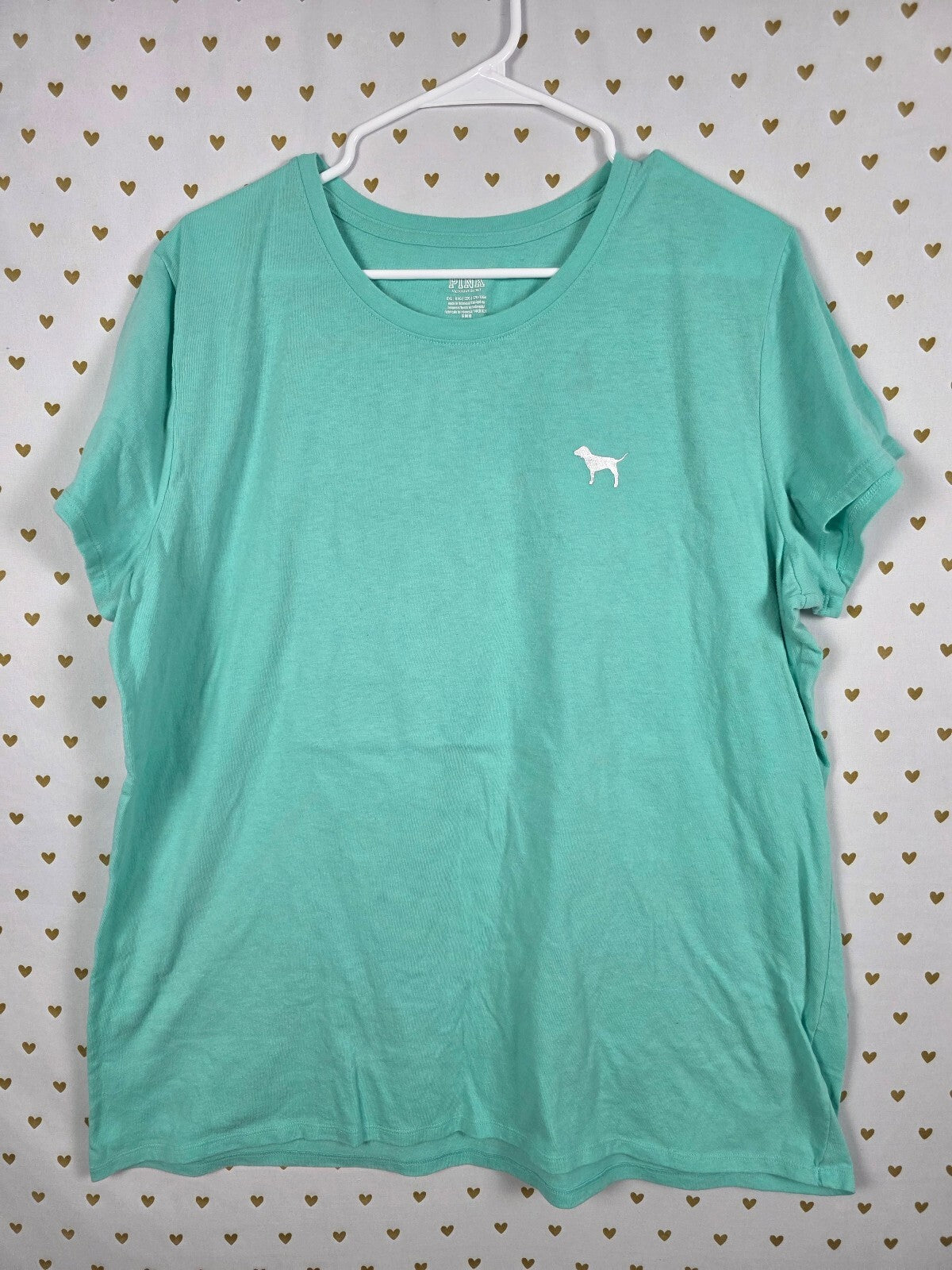 Victorias Secret PINK Foil Logo 2XL XXL Mint Green Tee shirt