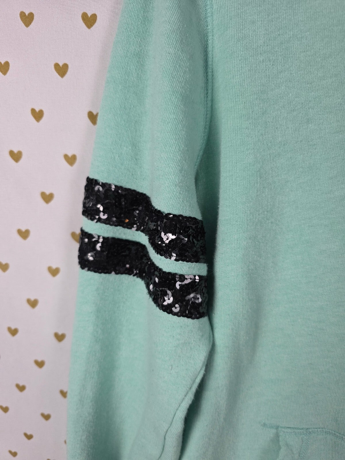 Victorias Secret Pink Mint Bling Full Zip Hoodie sequined jacket Small